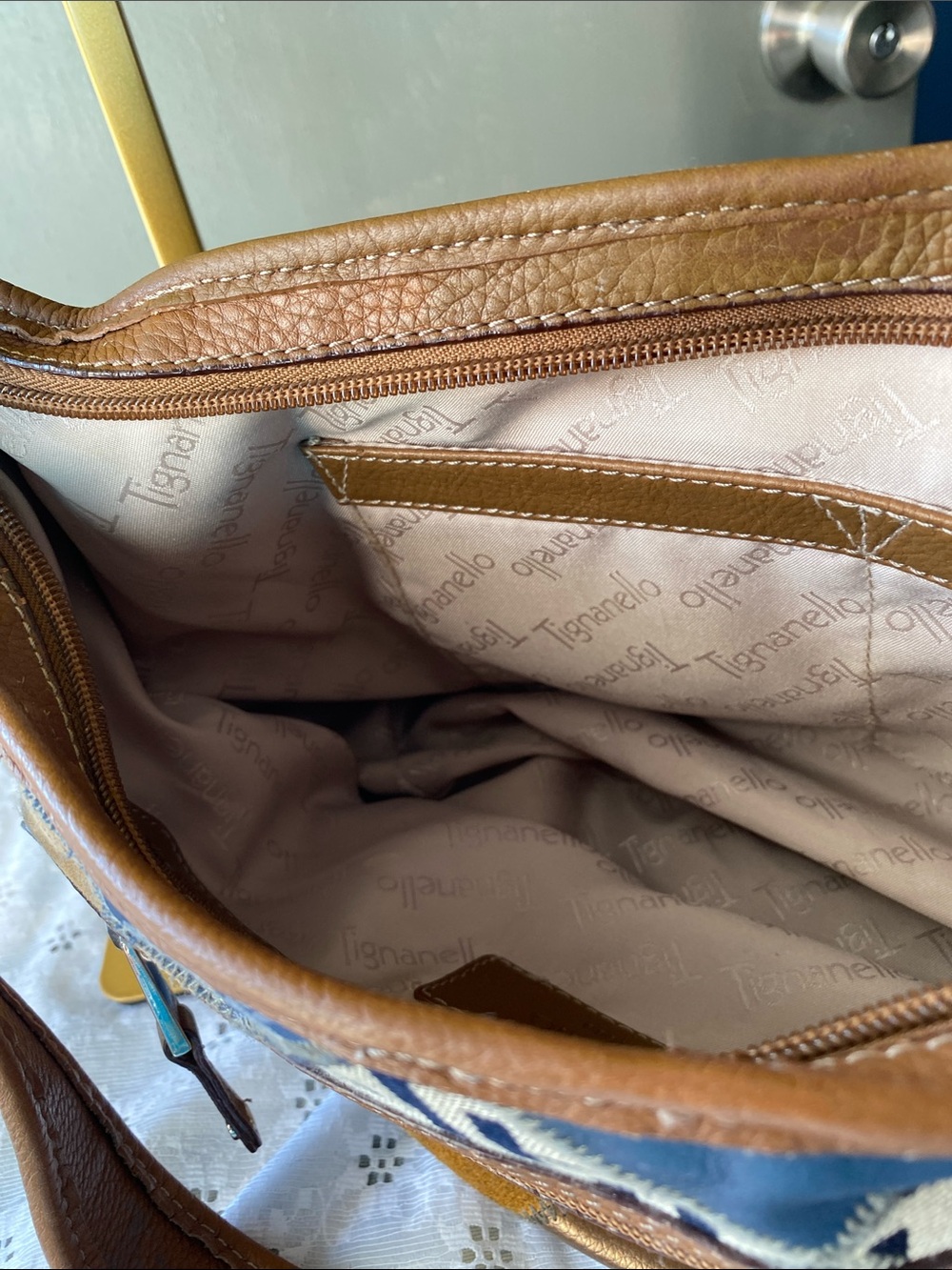 Tignanello Multicolor Patchwork Leather-Trim Shoulder Bag - Picture 11 of 14